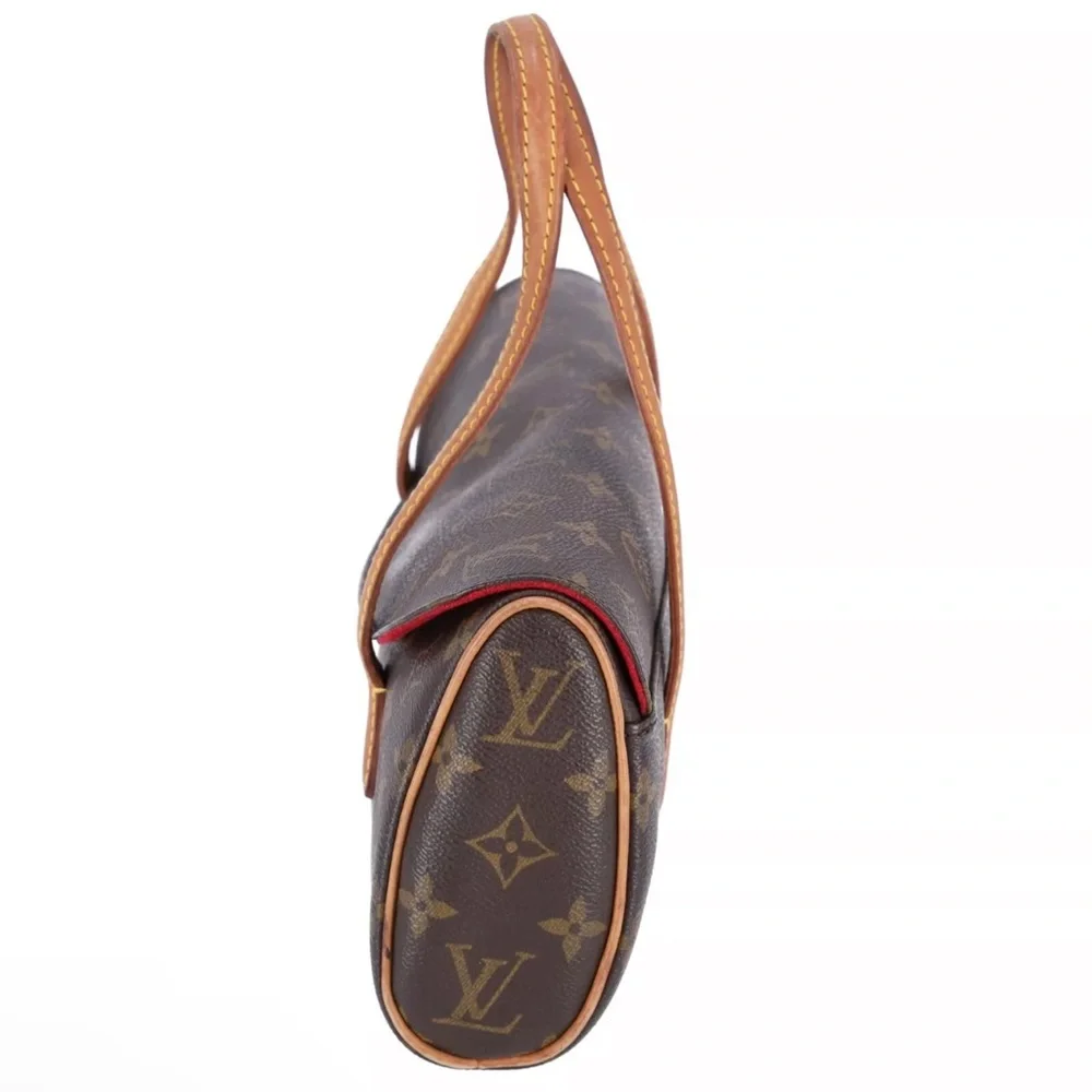 Louis Vuitton Sonatine M51902 Monogram Canvas Handbag Flap Satchel Brown